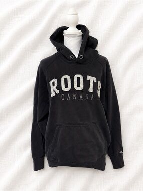 Roots Canada Black Hoodie with Front Pocket